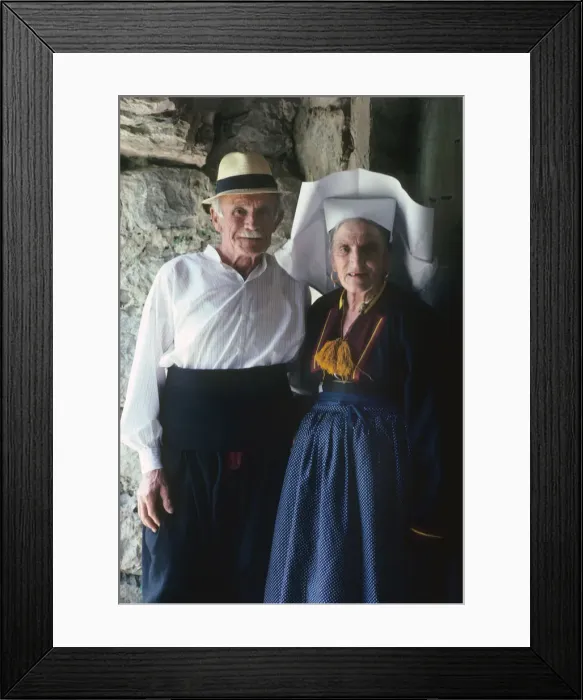 Framed Print : Old couple dressed in traditional costume near Dubrovnik Framed Print : Old couple dressed in traditional costume near Dubrovnik