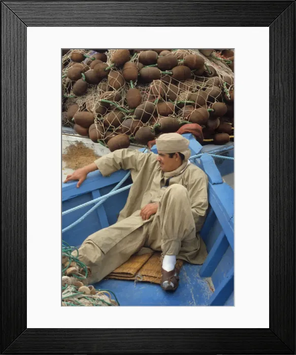 Framed Print : Young man in boat, Tunisia Framed Print : Young man in boat, Tunisia