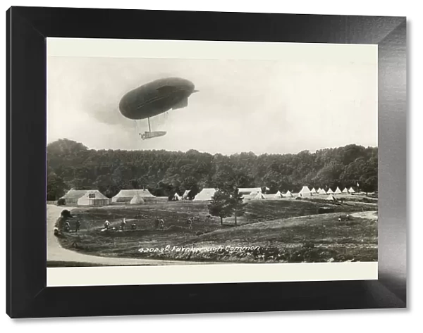 Military Camp on Farnborough Common with early Airship