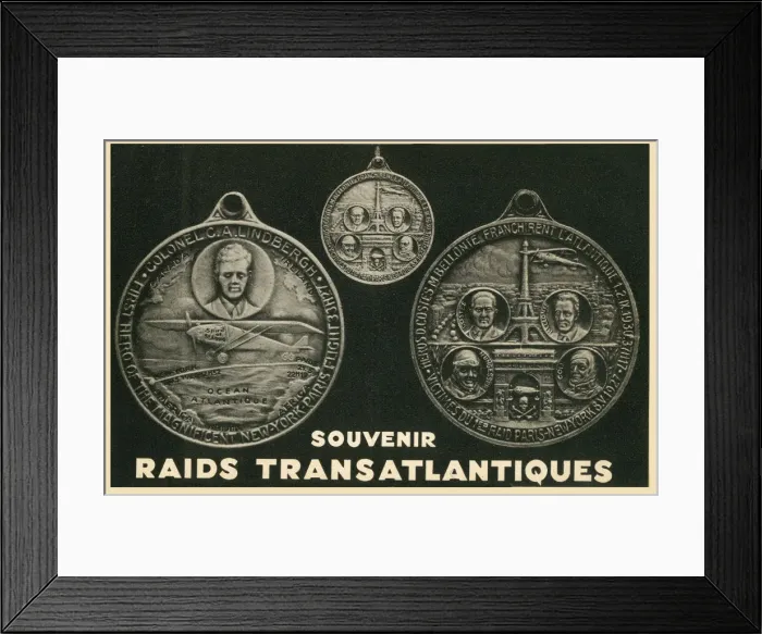 Framed Print : Souvenir Medal to the pioneers of Transatlantic Flight Framed Print : Souvenir Medal to the pioneers of Transatlantic Flight