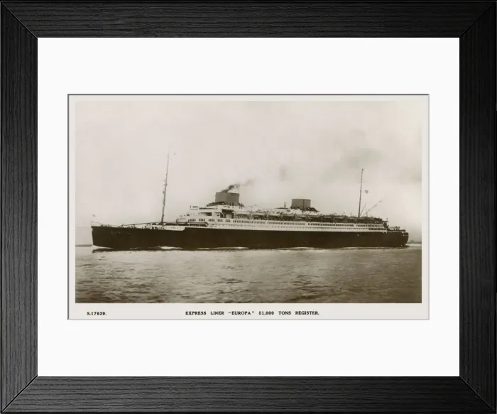 Framed Print : Norddeutscher Lloyd, Bremen - Steamship Europa Framed Print : Norddeutscher Lloyd, Bremen - Steamship Europa