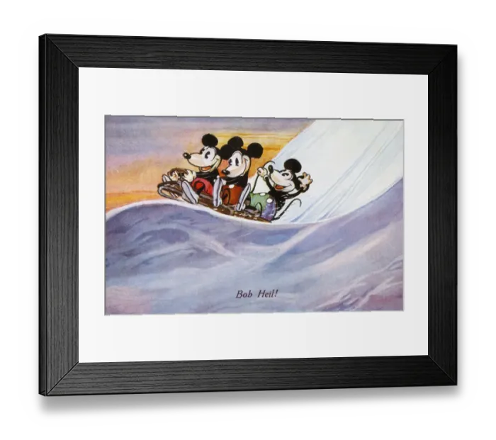 Framed Print : Bobsleighing! - three cartoon mice hit the slopes Framed Print : Bobsleighing! - three cartoon mice hit the slopes