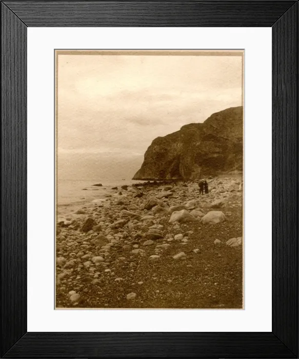 Framed Print : Two people on a rocky beach, North Wales Framed Print : Two people on a rocky beach, North Wales
