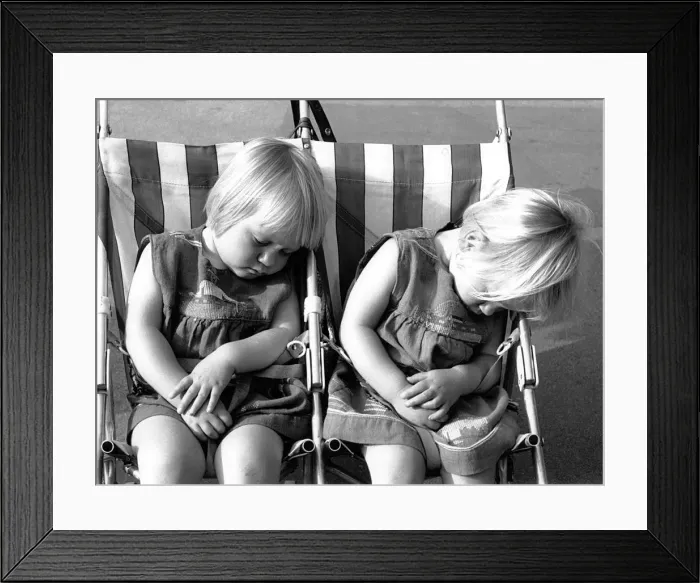 Framed Print : Little twin girls asleep Framed Print : Little twin girls asleep