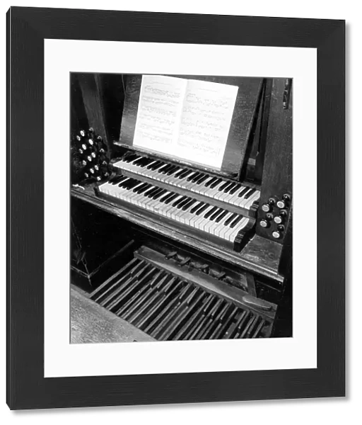 Old organ keyboard, All Saints Church, Dunsden, Oxfordshire