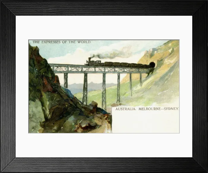 Framed Print : Passenger train on the Melbourne to Sydney route, Australia Framed Print : Passenger train on the Melbourne to Sydney route, Australia