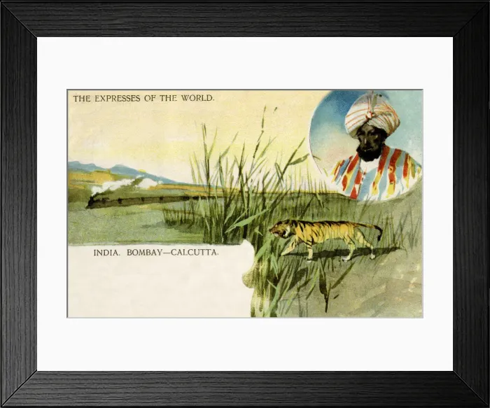 Framed Print : Steam train on Bombay to Calcutta route, India Framed Print : Steam train on Bombay to Calcutta route, India