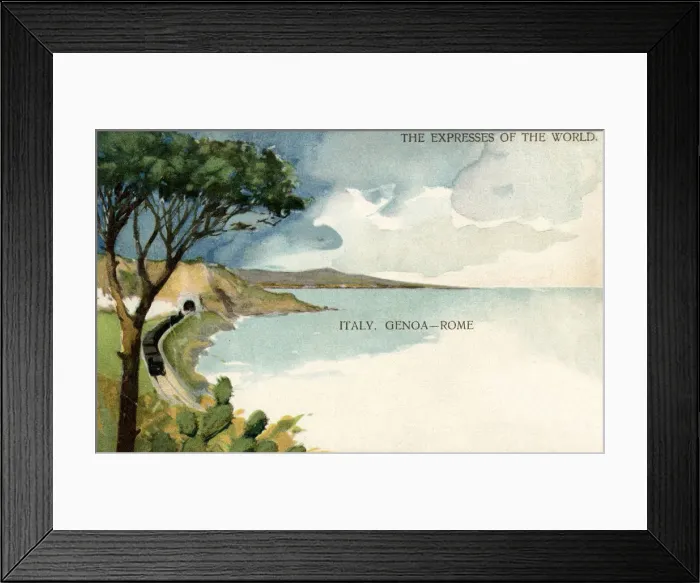 Framed Print : Train on the Genoa to Rome railway, Italy Framed Print : Train on the Genoa to Rome railway, Italy