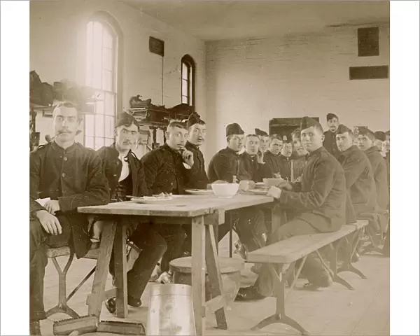 Soldiers in mess hall of army barracks, South Africa