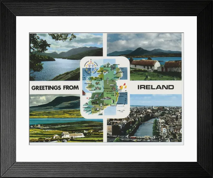 Framed Print : Greetings from Ireland, Multi-View (Ireland map) Framed Print : Greetings from Ireland, Multi-View (Ireland map)