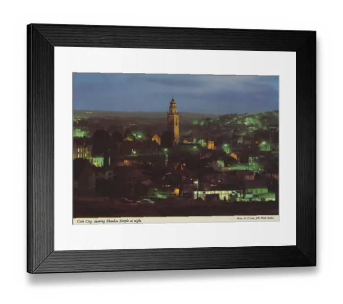 Framed Print : Cork City showing Shandon Steeple at Night by P O Toole Framed Print : Cork City showing Shandon Steeple at Night by P O Toole