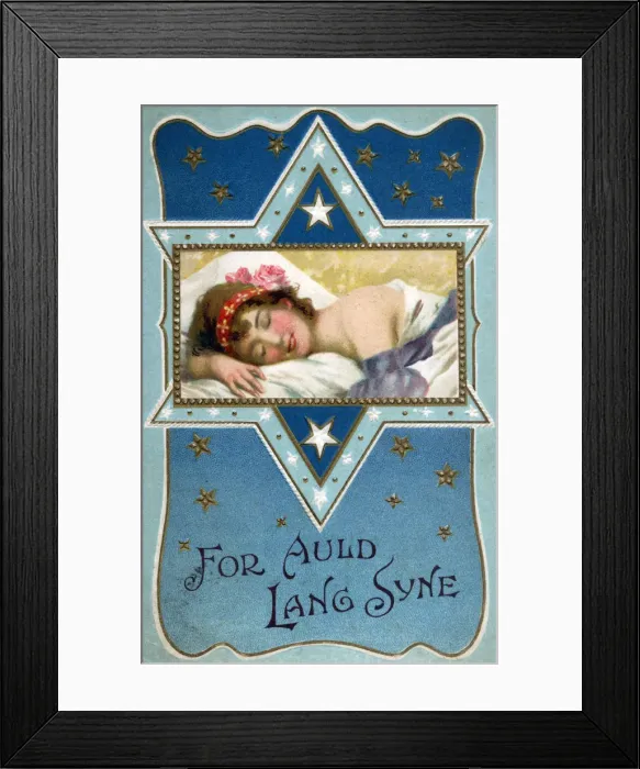 Framed Print : For Auld Lang Syne - New Year Greetings card - 1908 Framed Print : For Auld Lang Syne - New Year Greetings card - 1908