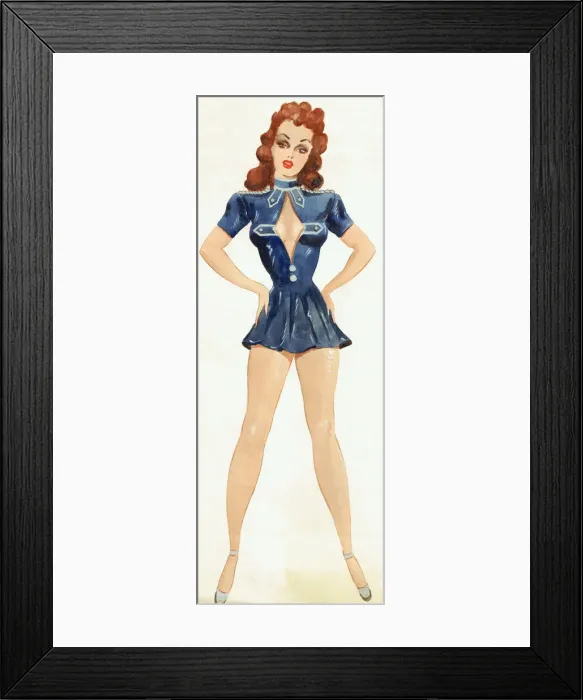 Framed Print : Blue Tunic Girl - Murrays Cabaret Club costume design Framed Print : Blue Tunic Girl - Murrays Cabaret Club costume design