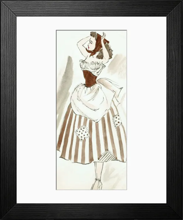 Framed Print : Dairy Girl - Murrays Cabaret Club costume design Framed Print : Dairy Girl - Murrays Cabaret Club costume design
