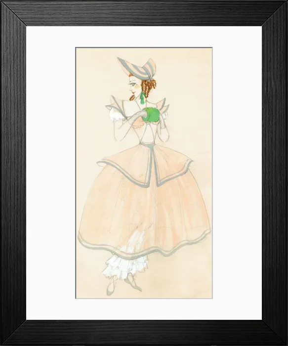 Framed Print : Girl with Green Muff - Murrays Cabaret Club costume desig Framed Print : Girl with Green Muff - Murrays Cabaret Club costume desig