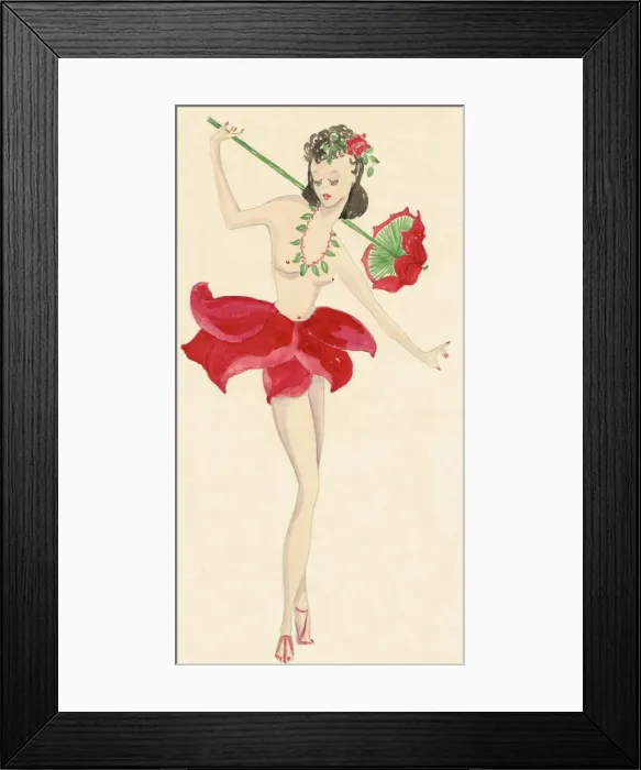 Framed Print : Girl with Red Parasol - Murrays Cabaret Club costume desi Framed Print : Girl with Red Parasol - Murrays Cabaret Club costume desi