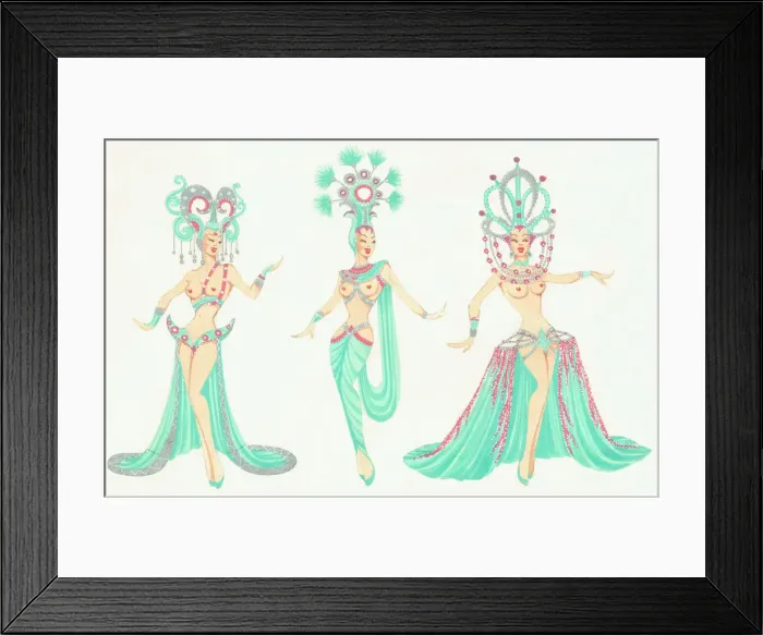 Framed Print : Green Costumes Tryptich - Murrays Cabaret Club Costume Framed Print : Green Costumes Tryptich - Murrays Cabaret Club Costume