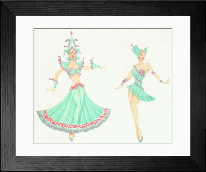 Framed Print : Green Costume Tryptich - Murrays Cabaret Club Costume Framed Print : Green Costume Tryptich - Murrays Cabaret Club Costume