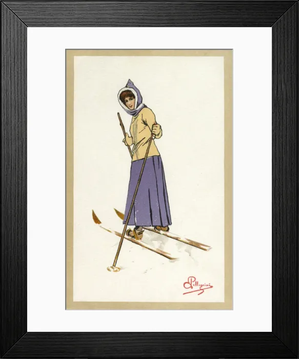 Framed Print : Skier turning back - Switzerland - 1900s Framed Print : Skier turning back - Switzerland - 1900s