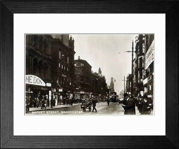 Framed Print : Busy Market Street, Manchester, England Framed Print : Busy Market Street, Manchester, England