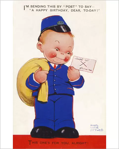 This Ones for you, alright! A postman delivering a Happy Birthday Greeting. Date