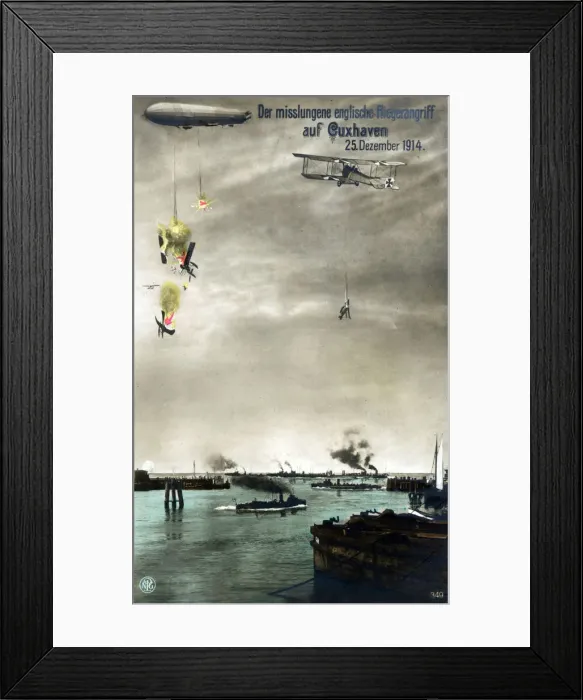 Framed Print : WW1 - A German propaganda view (unlike this image, the crews of all seven aircraft Framed Print : WW1 - A German propaganda view (unlike this image, the crews of all seven aircraft