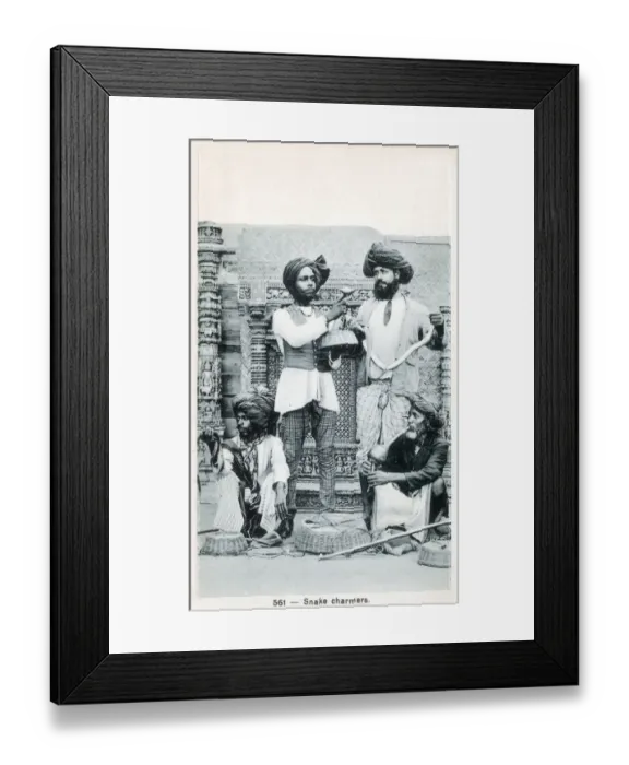 Framed Print : Indian snake charmers. Date: 1900s Framed Print : Indian snake charmers. Date: 1900s
