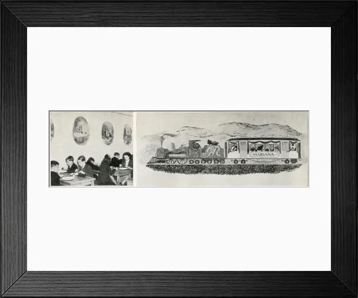 Framed Print : Mural decorations in the Beckenham British Restaurant during the Second World War Framed Print : Mural decorations in the Beckenham British Restaurant during the Second World War