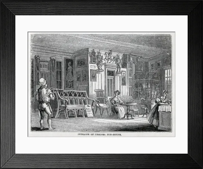 Framed Print : The Old Chelsea Bun House, Chelsea, London - Interior. Date: 1810 Framed Print : The Old Chelsea Bun House, Chelsea, London - Interior. Date: 1810