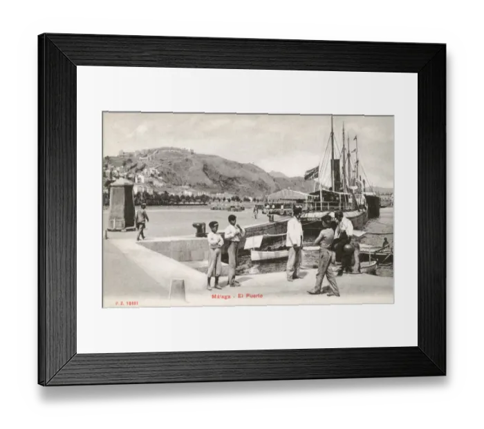 Framed Print : The port / harbour at Malaga, Spain. Date: 1908 Framed Print : The port / harbour at Malaga, Spain. Date: 1908