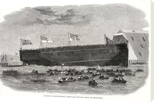 Launch of Her Majestys Ironclad Frigate at Devonport Date: 1863