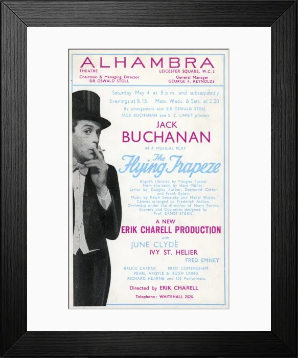 Framed Print : Jack Buchanan in The Flying Trapeze, Alhambra Theatre Framed Print : Jack Buchanan in The Flying Trapeze, Alhambra Theatre