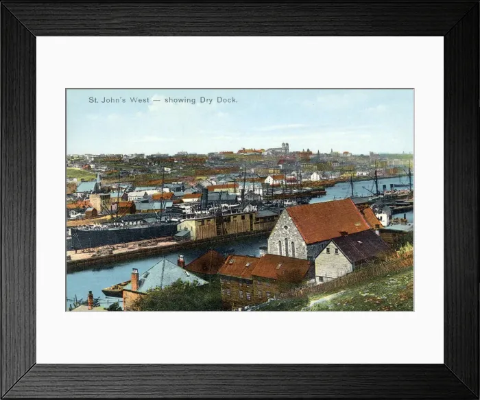 Framed Print : Labrador province, Newfoundland, Canada - St Johns West - showing the dry dock. Date Framed Print : Labrador province, Newfoundland, Canada - St Johns West - showing the dry dock. Date