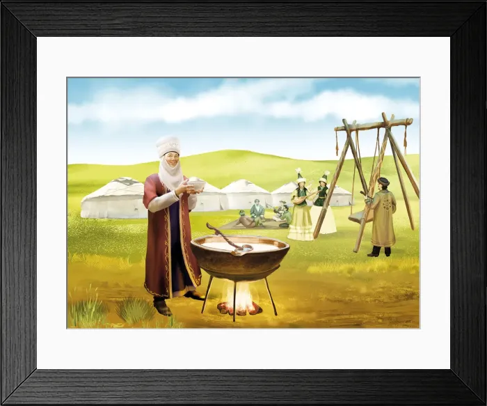 Framed Print : Kazakh village in Zhailau, during Nauryz (Spring holiday) Framed Print : Kazakh village in Zhailau, during Nauryz (Spring holiday)