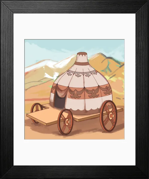 Framed Print : Kazakh yurt on a wheeled platform Framed Print : Kazakh yurt on a wheeled platform