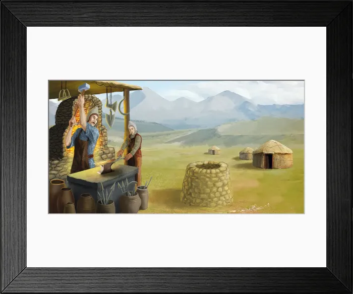 Framed Print : Iron processing in Bronze Age, Kazakhstan area Framed Print : Iron processing in Bronze Age, Kazakhstan area