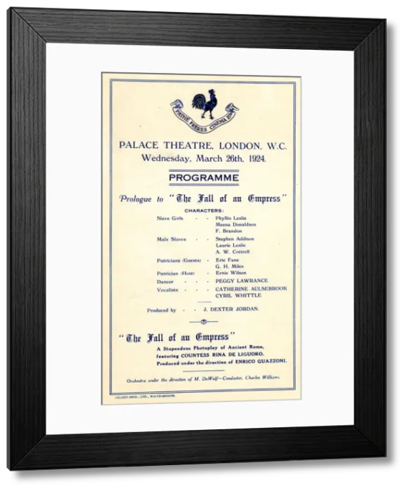 Framed Print : Programme Palace Theatre, London, Messalina Framed Print : Programme Palace Theatre, London, Messalina