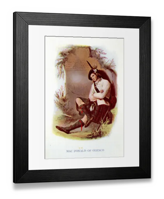 Framed Print : Mac Donald of Glenco, Traditional Scottish Clan Costume Framed Print : Mac Donald of Glenco, Traditional Scottish Clan Costume