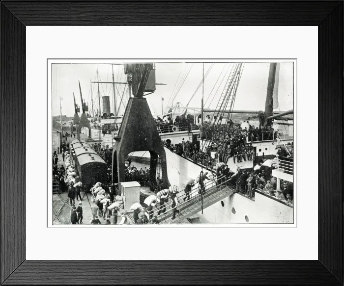 Framed Print : Loading the Mail on Union Castle Line Mail Boat, Southampton Framed Print : Loading the Mail on Union Castle Line Mail Boat, Southampton