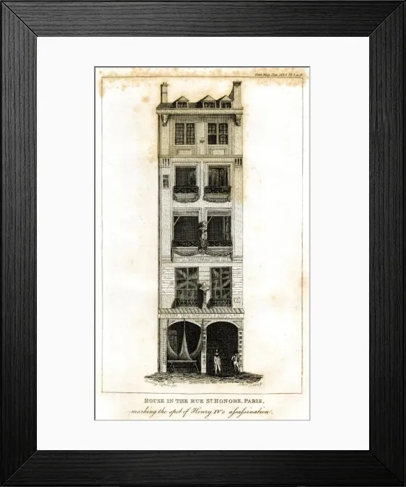 Framed Print : House, Rue St. Honore, Paris - King Henry IV assassination Framed Print : House, Rue St. Honore, Paris - King Henry IV assassination