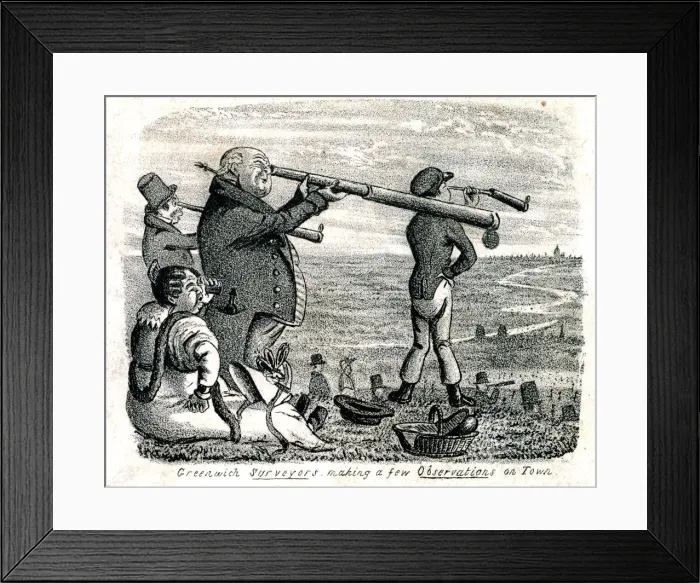 Framed Print : Greenwich Surveyors making a few Observations on Town Framed Print : Greenwich Surveyors making a few Observations on Town