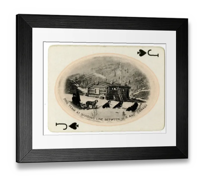 Framed Print : Dog Team at Dividing Line between U. S. and Canada Framed Print : Dog Team at Dividing Line between U. S. and Canada