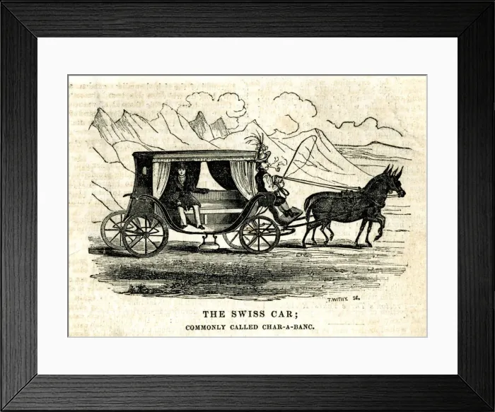 Framed Print : Swiss Car or Coach commonly called a Char-a-Banc - charabanc Framed Print : Swiss Car or Coach commonly called a Char-a-Banc - charabanc