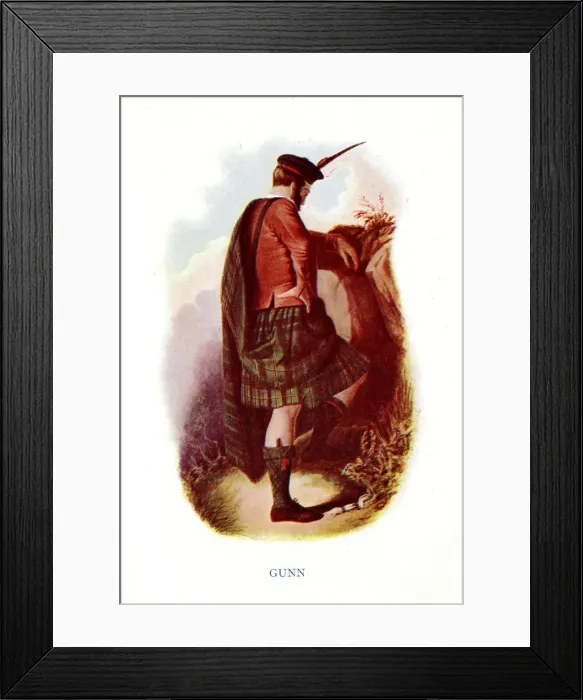 Framed Print : Gunn, Traditional Scottish Clan Costume Framed Print : Gunn, Traditional Scottish Clan Costume