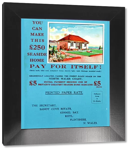 Advertising card Kinmel Bay, Rhyl, North Wales Coast 1938