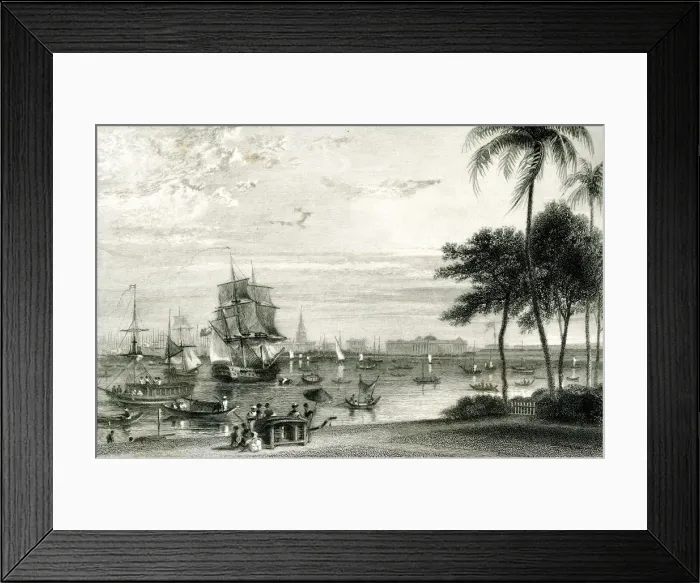 Framed Print : Calcutta from Garden House Reach, India Framed Print : Calcutta from Garden House Reach, India
