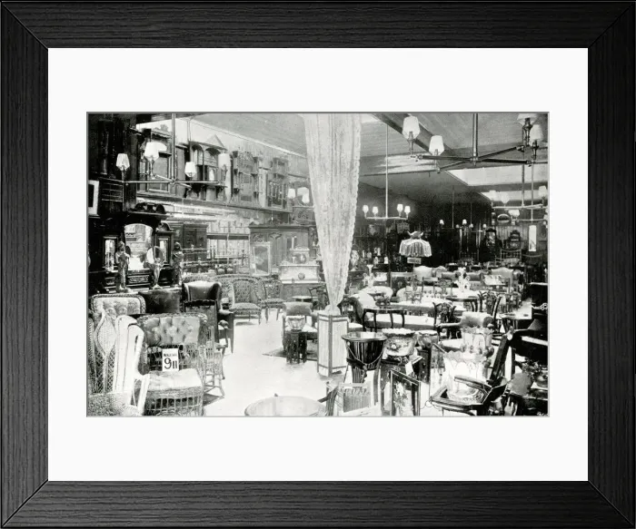 Framed Print : Shop Interior, Baker, Furniture Showroom, Southampton Framed Print : Shop Interior, Baker, Furniture Showroom, Southampton