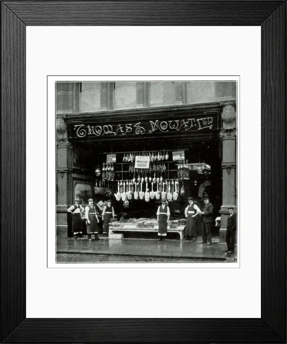 Framed Print : Thomas and Mowat, Butchers, High Street, Southampton Framed Print : Thomas and Mowat, Butchers, High Street, Southampton