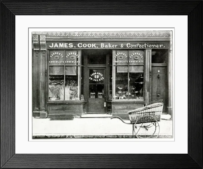 Framed Print : M. H. James, Baker Confectioner, 29 Victoria Road, Woolston Framed Print : M. H. James, Baker Confectioner, 29 Victoria Road, Woolston