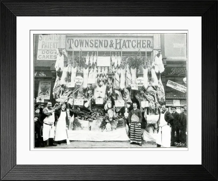 Framed Print : Townsend and Hatcher, Butcher, East Street, Southampton Framed Print : Townsend and Hatcher, Butcher, East Street, Southampton